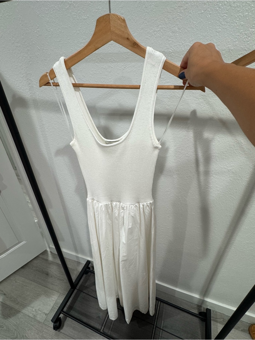 Sleeveless White Knit Dress